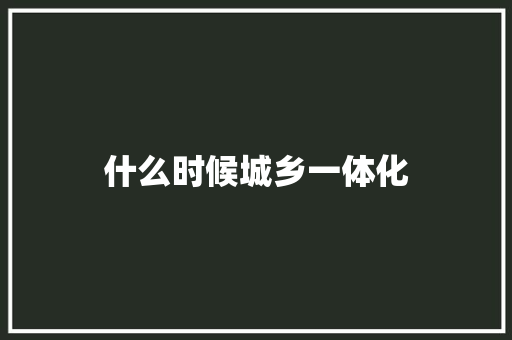 什么时候城乡一体化
