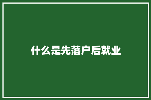 什么是先落户后就业