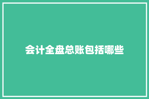 会计全盘总账包括哪些