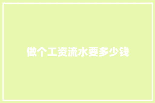 做个工资流水要多少钱