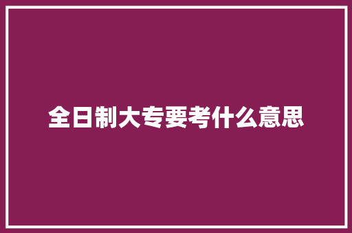 全日制大专要考什么意思