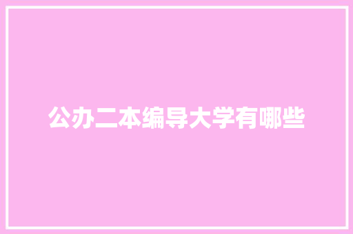 公办二本编导大学有哪些