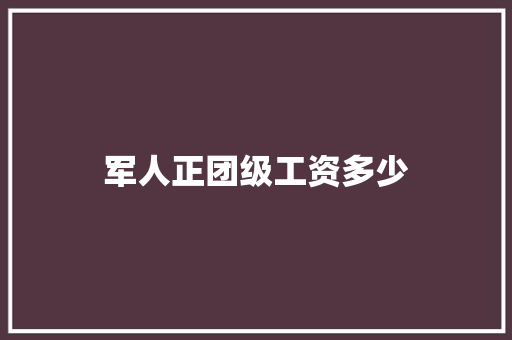 军人正团级工资多少