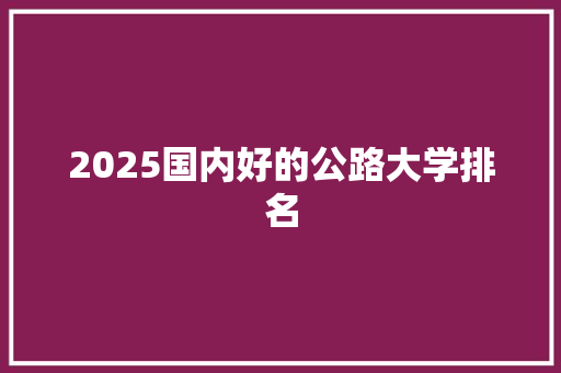2025国内好的公路大学排名