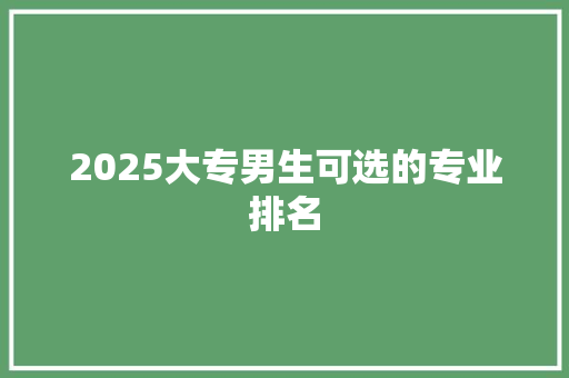 2025大专男生可选的专业排名