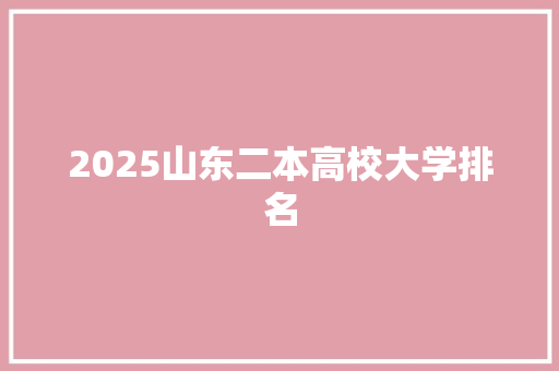 2025山东二本高校大学排名