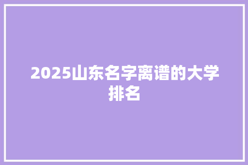 2025山东名字离谱的大学排名