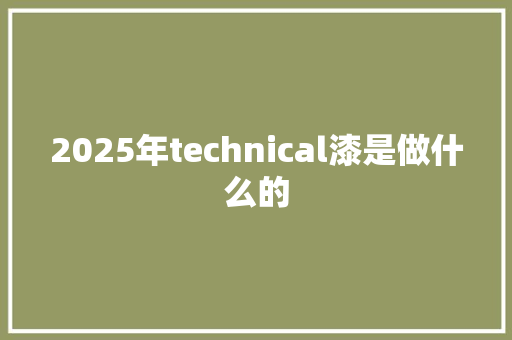 2025年technical漆是做什么的