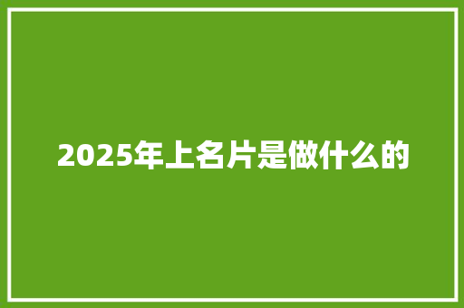 2025年上名片是做什么的