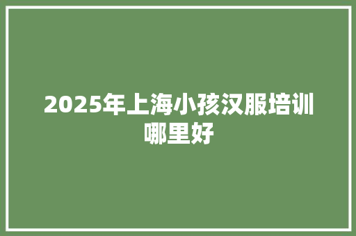 2025年上海小孩汉服培训哪里好