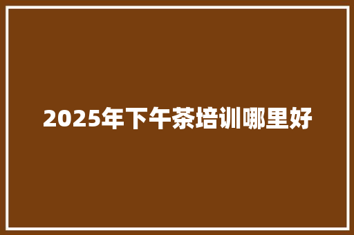 2025年下午茶培训哪里好