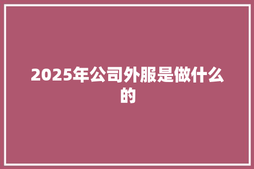 2025年公司外服是做什么的