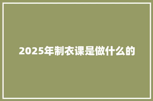 2025年制衣课是做什么的