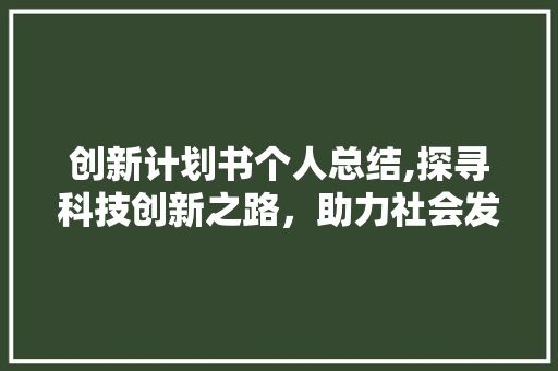 创新计划书个人总结,探寻科技创新之路，助力社会发展