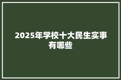 2025年学校十大民生实事有哪些