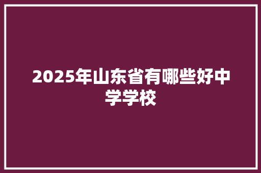 2025年山东省有哪些好中学学校