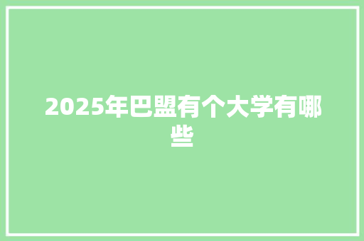 2025年巴盟有个大学有哪些