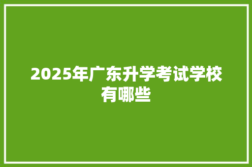 2025年广东升学考试学校有哪些