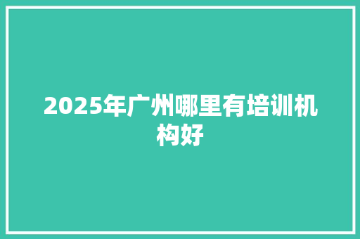 2025年广州哪里有培训机构好