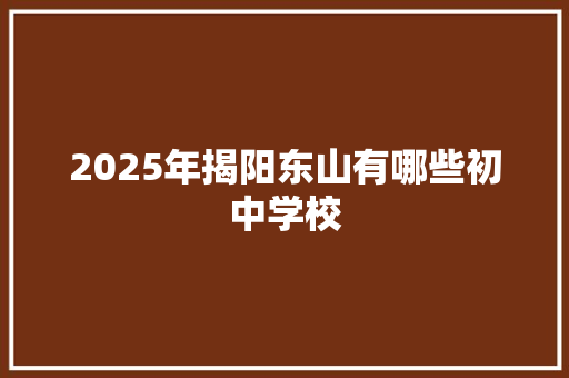 2025年揭阳东山有哪些初中学校