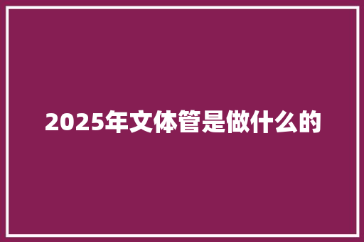 2025年文体管是做什么的