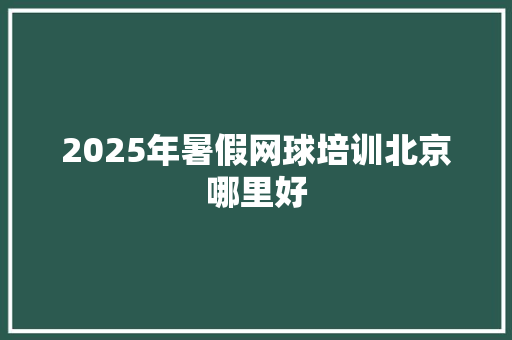 2025年暑假网球培训北京哪里好