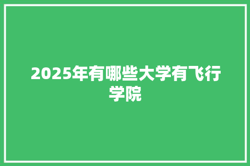 2025年有哪些大学有飞行学院