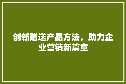 创新赠送产品方法，助力企业营销新篇章