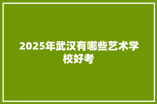 2025年武汉有哪些艺术学校好考