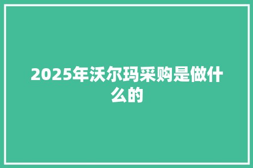 2025年沃尔玛采购是做什么的