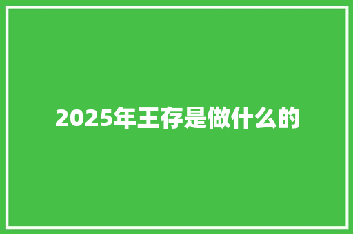 2025年王存是做什么的