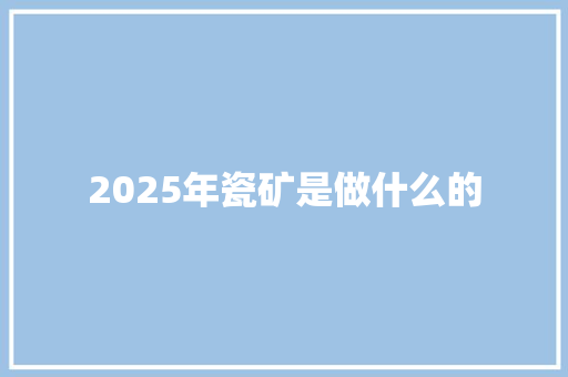 2025年瓷矿是做什么的