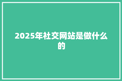 2025年社交网站是做什么的