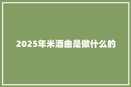 2025年米酒曲是做什么的