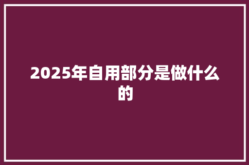 2025年自用部分是做什么的