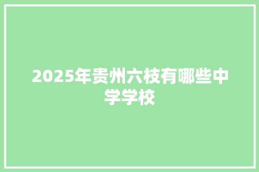 2025年贵州六枝有哪些中学学校