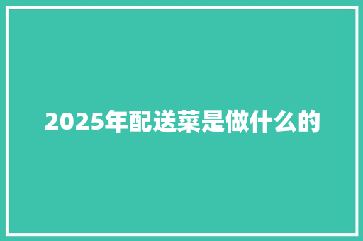 2025年配送菜是做什么的 合同协议