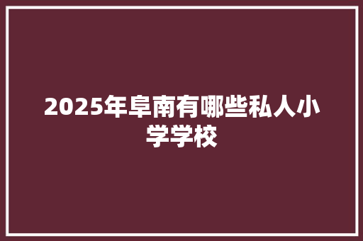2025年阜南有哪些私人小学学校