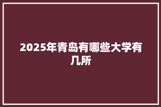 2025年青岛有哪些大学有几所