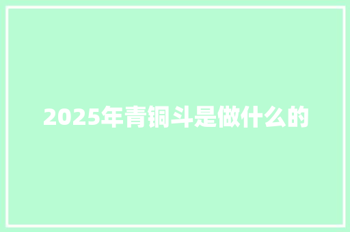 2025年青铜斗是做什么的