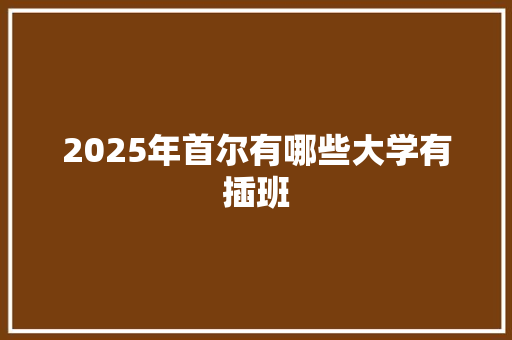 2025年首尔有哪些大学有插班