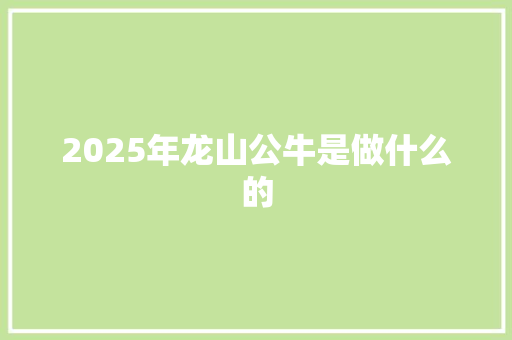2025年龙山公牛是做什么的
