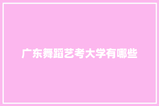 广东舞蹈艺考大学有哪些