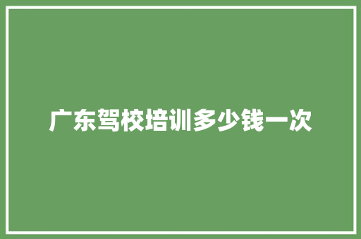 广东驾校培训多少钱一次
