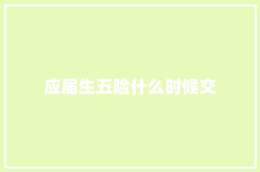 应届生五险什么时候交