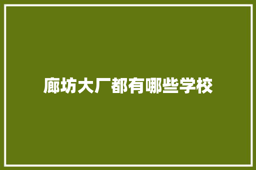 廊坊大厂都有哪些学校