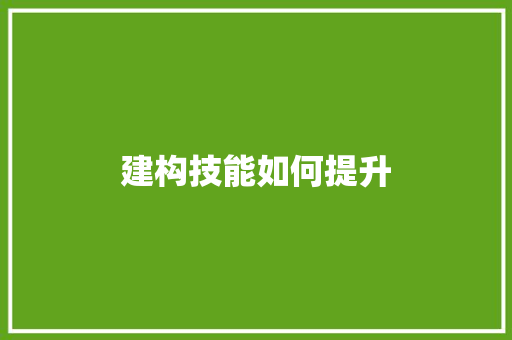建构技能如何提升