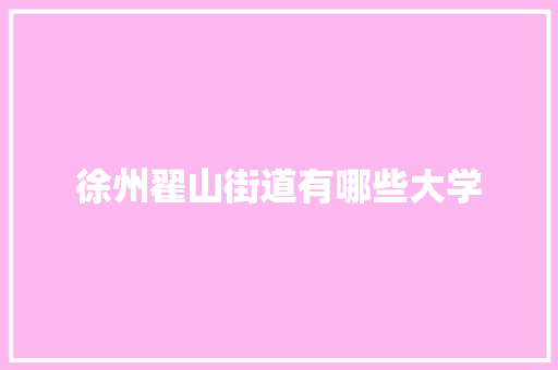 徐州翟山街道有哪些大学 范文宝典