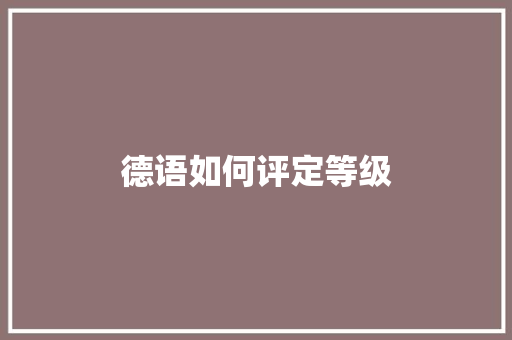 德语如何评定等级