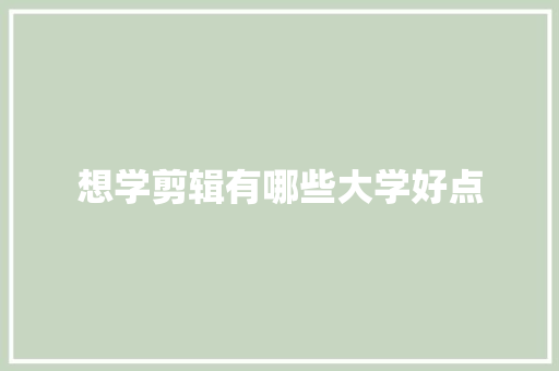 想学剪辑有哪些大学好点